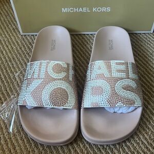 NWT MICHAEL KORS pool slide sandals pink 10